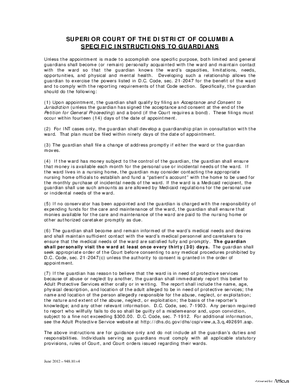 Thumbnail of District of Columbia Form General Forms (Int) - Specific Instructions To Guardians And Guardianship Information Sheet