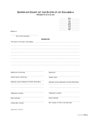 Thumbnail of District of Columbia Form General Forms (Seb) - Praecipe