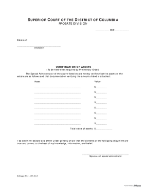 Thumbnail of District of Columbia Form General Forms (Seb) - Verification Of Assets