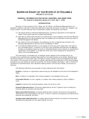 Thumbnail of District of Columbia Form General Information Sheet