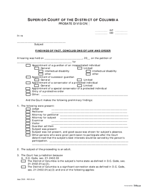 Thumbnail of District of Columbia Form Initial Hearing (Int) - Findings Of Fact, Conclusions Of Law And Order