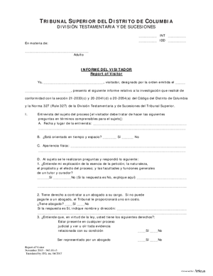 Thumbnail of District of Columbia Form Initial Hearing (Int) - Report Of Visitor (Es)