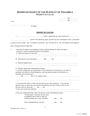 Thumbnail of District of Columbia Form Initial Hearing (Int) - Report Of Visitor