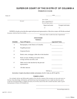 Thumbnail of District of Columbia Form Inventory And Accounting Forms (Adm) - Inventory Summary And Inventory Schedule