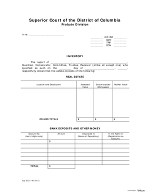Thumbnail of District of Columbia Form Inventory And Accounting Forms (Gdn) - Inventory Summary And Inventory Schedule