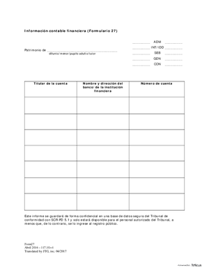 Thumbnail of District of Columbia Form Inventory And Accounting Forms (Trp) - Financial Account Information For Trusts Only (Form 27-t) (Es)