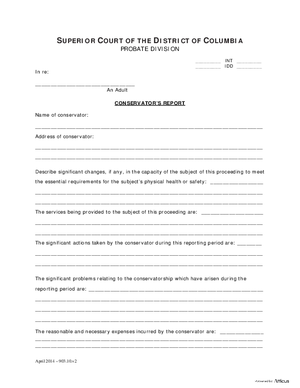 Thumbnail of District of Columbia Form Inventory And Accounting Form (Int) - Conservator’s Report