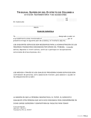 Thumbnail of District of Columbia Form Inventory And Accounting Form (Int) - Conservatorship Plan (Es)
