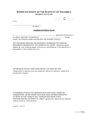 Thumbnail of District of Columbia Form Inventory And Accounting Form (Int) - Conservatorship Plan