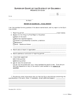 Thumbnail of District of Columbia Form Termination (Int) – Final Guardianship Report