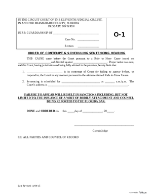 Thumbnail of Florida Form Contempt And Sentencing Order