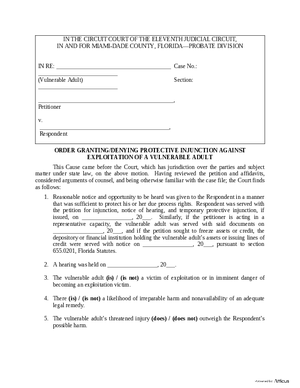 Thumbnail of Florida Form Final Injunction Order