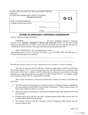 Thumbnail of Florida Form Letters Of Emergency Temporary Guardianship