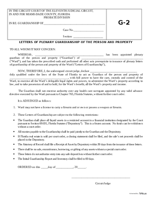 Thumbnail of Florida Form Letters Of Plenary Guardianship Of The Person And Property