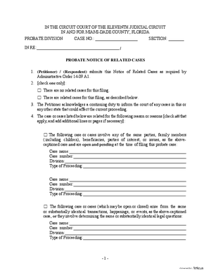 Thumbnail of Florida Form Notice Of Related Probate Cases