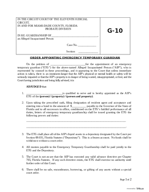 Thumbnail of Florida Form Order Appointing Emergency Temporary Guardian