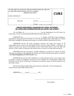 Thumbnail of Florida Form Order Appointing Guardian Ad Litem, Attorney Ad Litem And Administrator Ad Litem