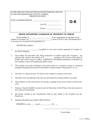 Thumbnail of Florida Form Order Appointing Guardian (Or Co-guardians) Of Property Of Minor
