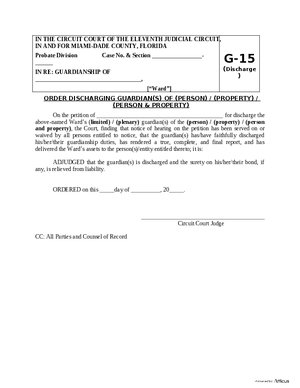 Thumbnail of Florida Form Order Discharging Guardian