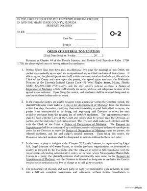 Thumbnail of Florida Form Order Of Referral To Mediation