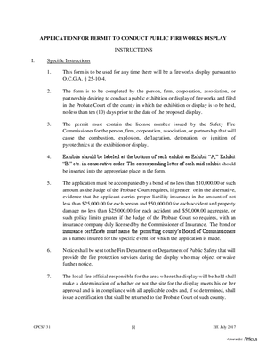 Thumbnail of Georgia Form Application For Permit To Conduct Public Fireworks Display