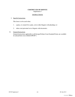 Thumbnail of Georgia Form Certificate Of Service