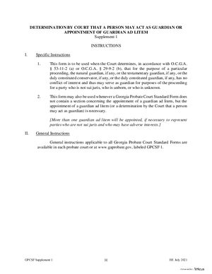Thumbnail of Georgia Form Determination By Court That A Person May Act As Guardian Or Appointment Of Guardian Ad Litem