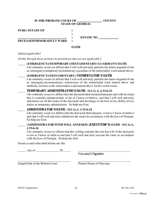 Thumbnail of Georgia Form Guardian/conservator/personal Representative Oath