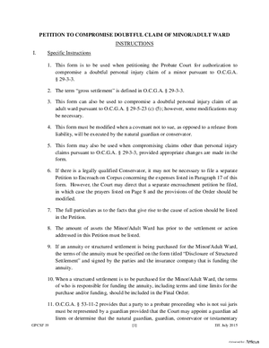 Thumbnail of Georgia Form Petition To Compromise Doubtful Claim Of Minor/adult Ward