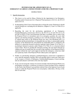 Thumbnail of Georgia Form Petition For The Appointment Of An Emergency Guardian And/or Conservator For A Proposed Ward