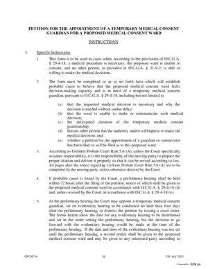 Thumbnail of Georgia Form Petition For The Appointment Of A Temporary Medical Consent Guardian For A Proposed Medical Consent Ward