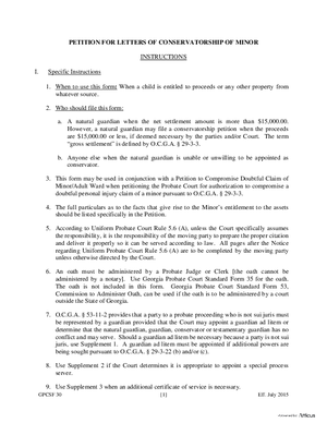 Thumbnail of Georgia Form Petition For Letters Of Conservatorship Of Minor