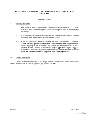 Thumbnail of Georgia Form Service Upon Minor Or Adult Ward Through Service Upon Guardian