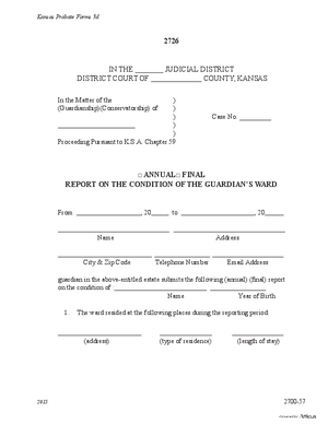 Thumbnail of Kansas Form Annual/final Report Of The Condition Of The Guardian's Ward