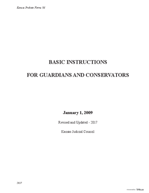 Thumbnail of Kansas Form Basic Instructions For Guardians And Conservators