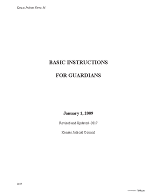 Thumbnail of Kansas Form Basic Instructions For Guardians