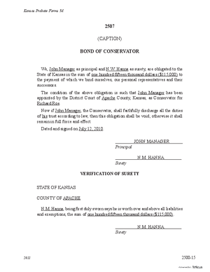 Thumbnail of Kansas Form Bond Of Conservator