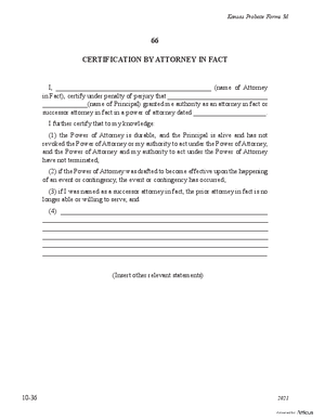 Thumbnail of Kansas Form Certification By Attorney In Fact