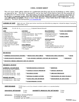 Thumbnail of Kansas Form Civil Cover Sheet And Privacy Policy