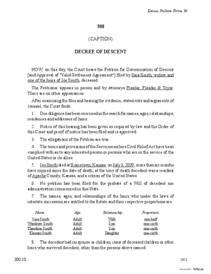 Thumbnail of Kansas Form Decree Of Descent