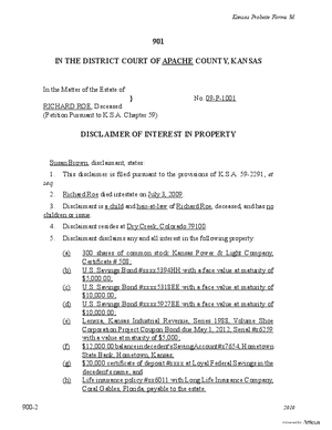 Thumbnail of Kansas Form Disclaimer Of Interest In Property