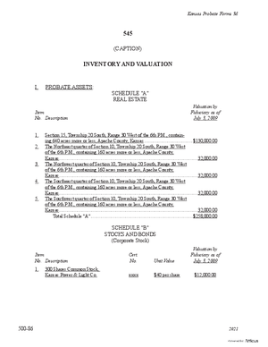Thumbnail of Kansas Form Inventory And Valuation