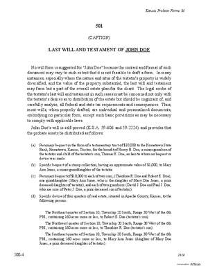 Thumbnail of Kansas Form Last Will And Testament