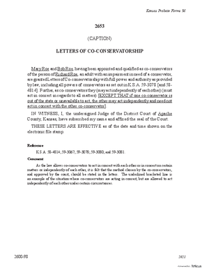 Thumbnail of Kansas Form Letters Of Co-conservatorship (Involuntary)