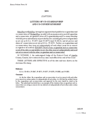 Thumbnail of Kansas Form Letters Of Co-guardianship And Co-conservatorship (Involuntary)
