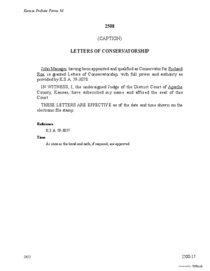 Thumbnail of Kansas Form Letters Of Conservatorship