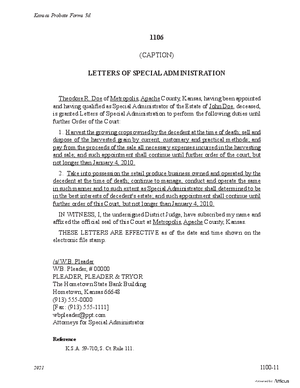 Thumbnail of Kansas Form Letters Of Special Administration