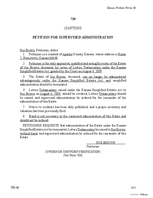 Thumbnail of Kansas Form Petition For Supervised Administration