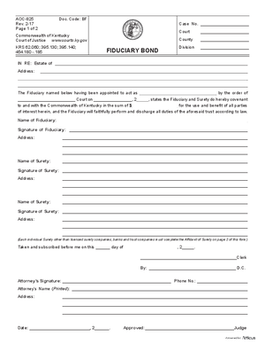 Thumbnail of Kentucky Form Fiduciary Bond
