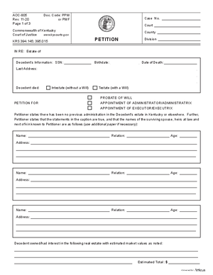 Thumbnail of Kentucky Form Petition